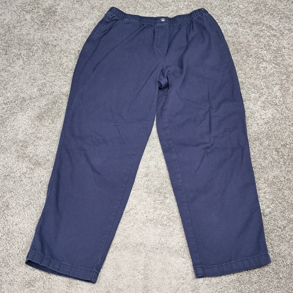 Woman Within Navy Blue Cotton Pull On Elastic Waist Pants 20W 31-2009-4